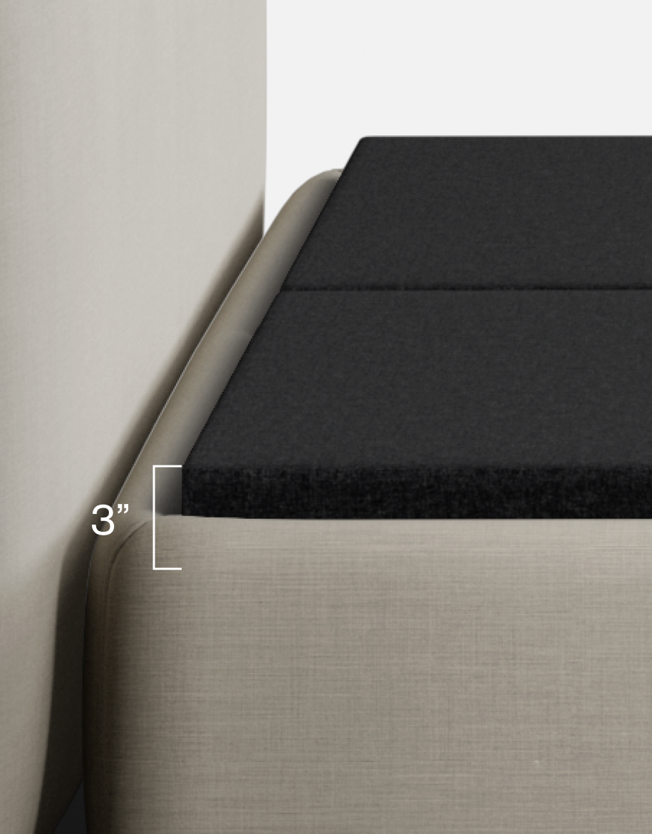 Disappears in your bed frame, being only 3” tall
